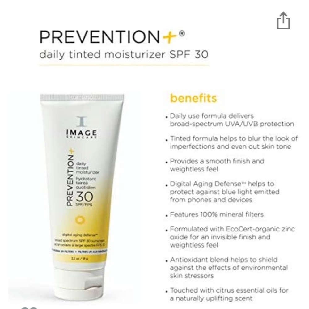 IMAGE Skincare Prevention Daily Tinted SPF 30 Moisturizer, Multi, 3.2 Ounce